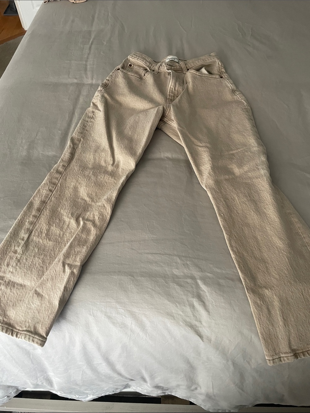 Abercrombie& Fitch Beige Straight-Leg Jeans